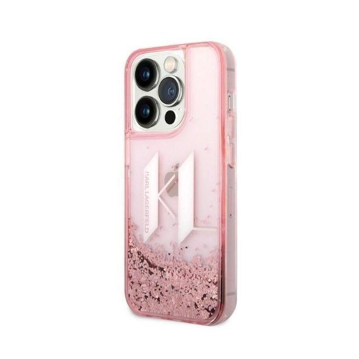 Karl Lagerfeld rožinis blizgus dėklas iPhone 14 Pro Max (6.7 )