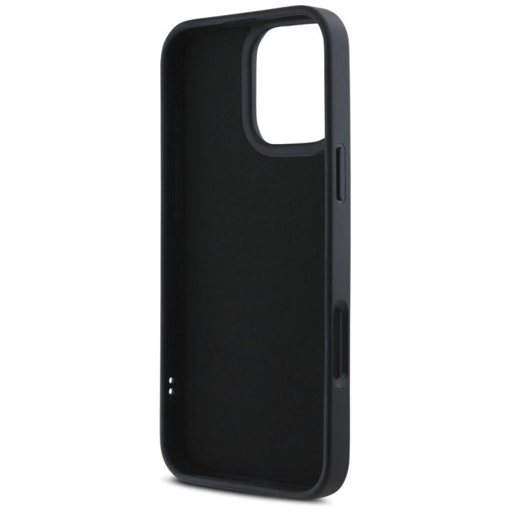 Karl Lagerfeld blizgus juodas 3D silikoninis dėklas iPhone 16 Pro