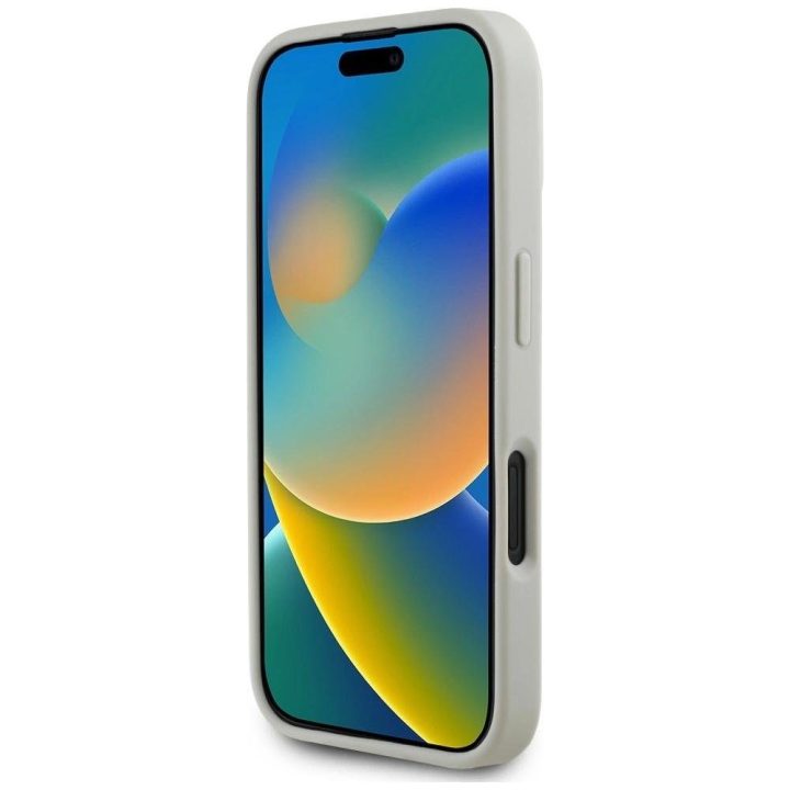 Karl Lagerfeld 3D guminis dviejų galvų iPhone 16 dėklas, smėlio spalvos