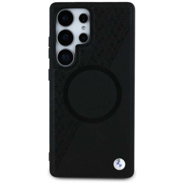 BMW odinis dėklas su tekstūrine puse, MagSafe, Samsung Galaxy S25 Ultra, juodas