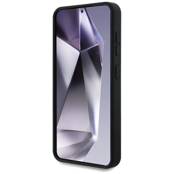 Mercedes silikono dėklas su kontrastingomis linijomis, MagSafe, Samsung Galaxy S25, juodas