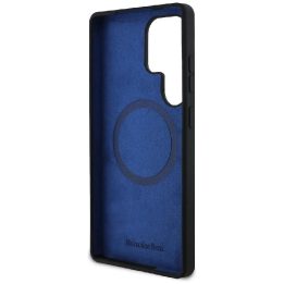 Mercedes silikoninis dėklas su kontrastingomis linijomis, MagSafe, Samsung Galaxy S25 Ultra, juodas