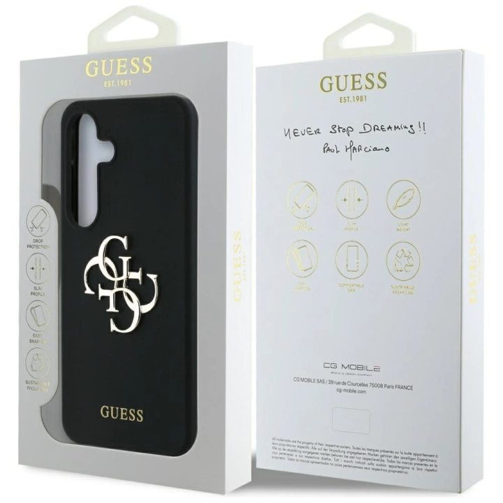Guess silikoninis dėklas su 4G logotipu Samsung Galaxy S25 – juodas