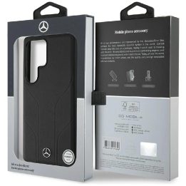 Mercedes odinis dėklas su įspaustomis linijomis, MagSafe, Samsung Galaxy S25 Ultra, juodas
