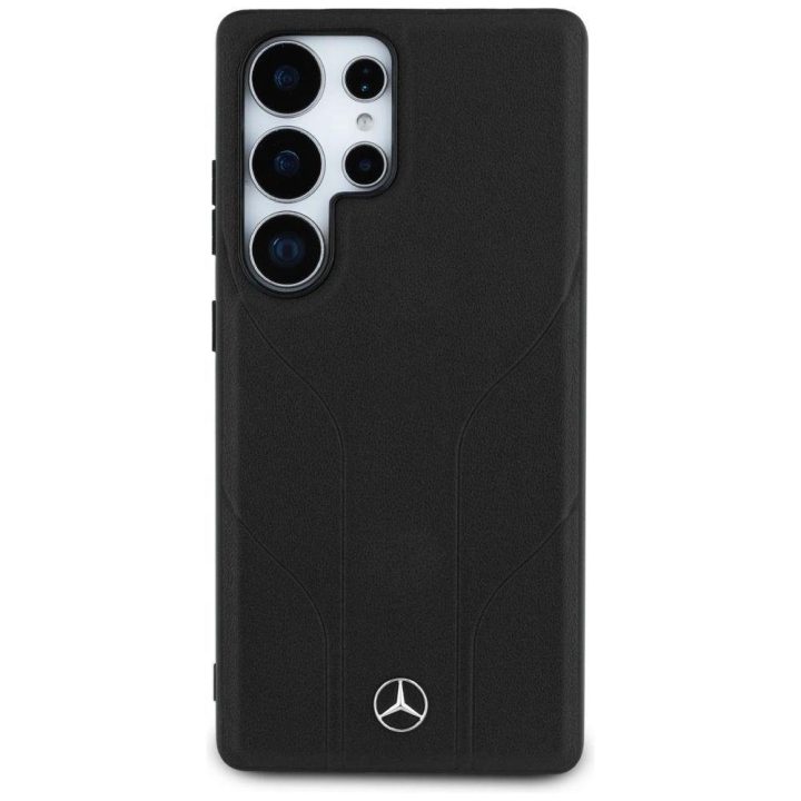 Mercedes odinis dėklas su įspaustomis linijomis, MagSafe, Samsung Galaxy S25 Ultra, juodas