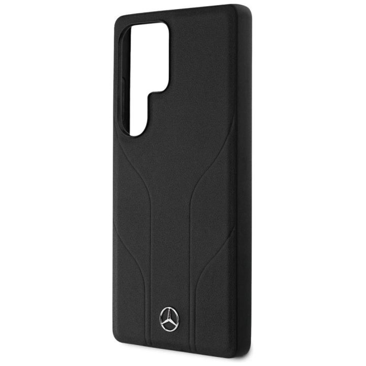Mercedes odinis dėklas su įspaustomis linijomis, MagSafe, Samsung Galaxy S25 Ultra, juodas
