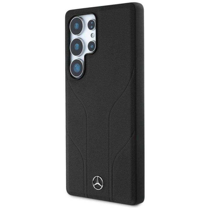 Mercedes odinis dėklas su įspaustomis linijomis, MagSafe, Samsung Galaxy S25 Ultra, juodas