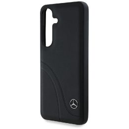 Mercedes odinis dėklas su lenktais dygsniais Samsung Galaxy S25, juodas