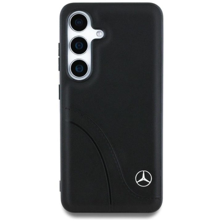 Mercedes odinis dėklas su lenktais dygsniais Samsung Galaxy S25, juodas
