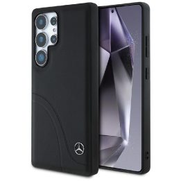 Mercedes odinis dėklas su lenktais dygsniais Samsung Galaxy S25 Ultra – juodas