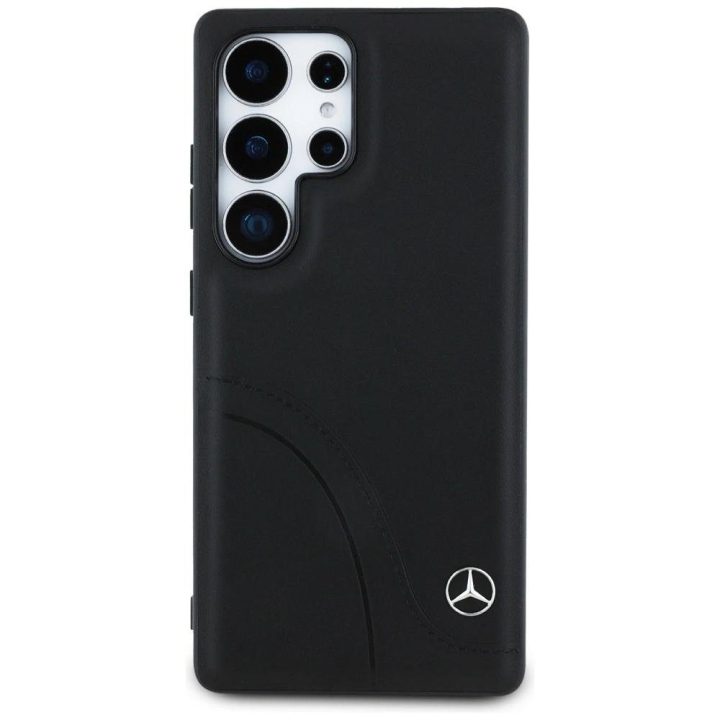 Mercedes odinis dėklas su lenktais dygsniais Samsung Galaxy S25 Ultra – juodas