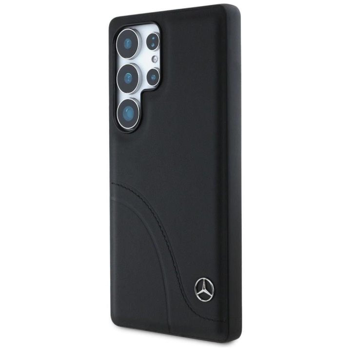 Mercedes odinis dėklas su lenktais dygsniais Samsung Galaxy S25 Ultra – juodas