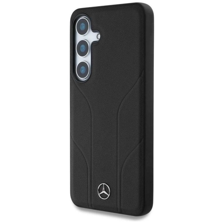 Mercedes odinis dėklas su įspaustomis linijomis, MagSafe, Samsung Galaxy S25+, juodas