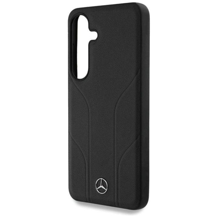 Mercedes odinis dėklas su įspaustomis linijomis, MagSafe, Samsung Galaxy S25+, juodas