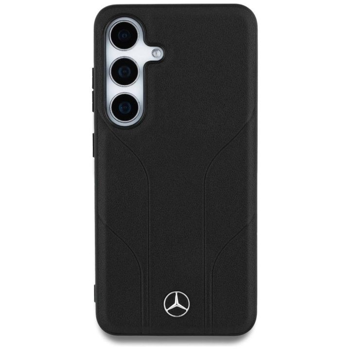 Mercedes odinis dėklas su įspaustomis linijomis, MagSafe, Samsung Galaxy S25+, juodas