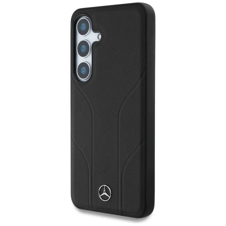 Mercedes odinis dėklas su įspaustomis linijomis, MagSafe, Samsung Galaxy S25, juodas