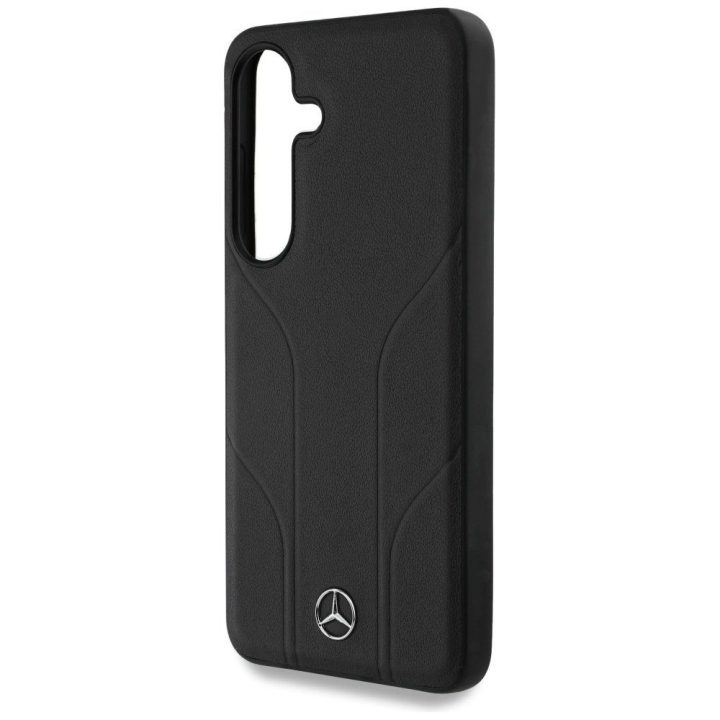 Mercedes odinis dėklas su įspaustomis linijomis, MagSafe, Samsung Galaxy S25, juodas