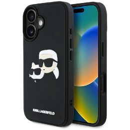 Karl Lagerfeld 3D guminis iPhone 16 dėklas – juodas