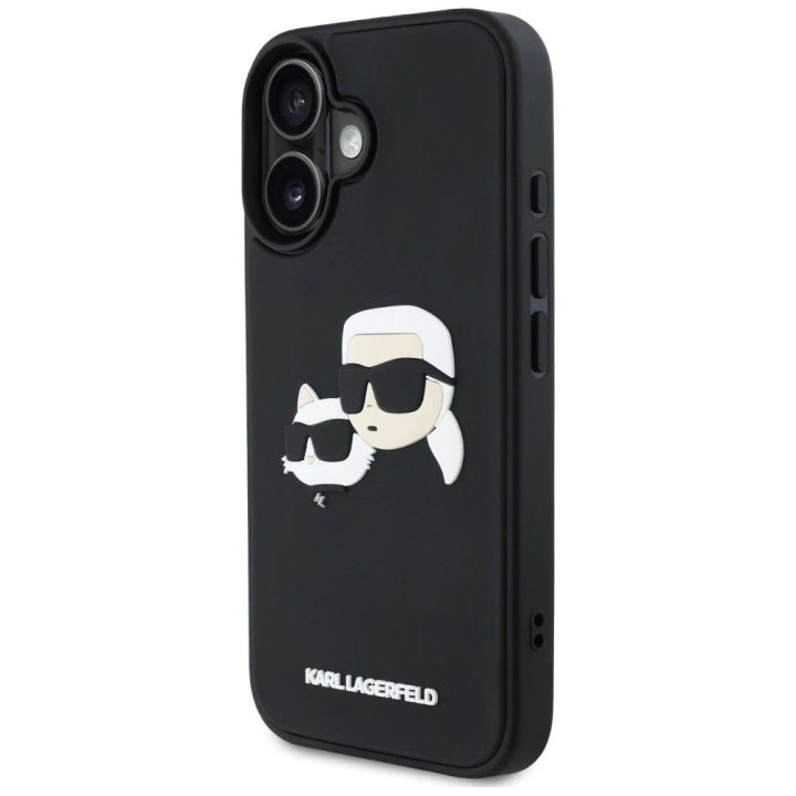 Karl Lagerfeld 3D guminis iPhone 16 dėklas – juodas