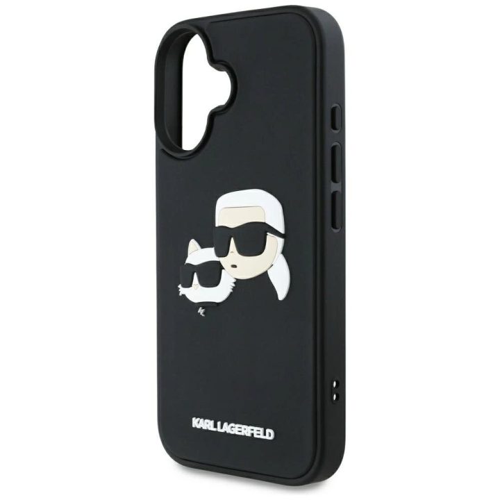 Karl Lagerfeld 3D guminis iPhone 16 dėklas – juodas