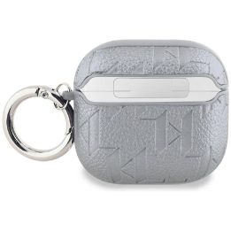 Karl Lagerfeld AirPods 4 dėklas Monogram Karl Head“ – sidabrinis
