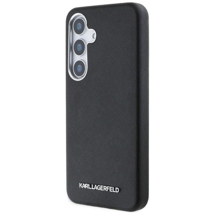 Karl Lagerfeld Saffiano odinis dėklas su MagSafe Samsung Galaxy S25 – juodas