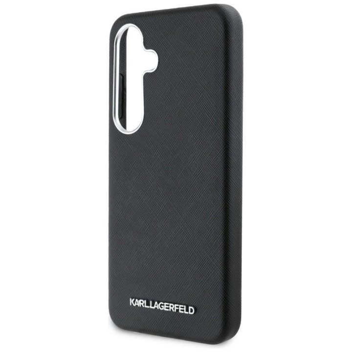 Karl Lagerfeld Saffiano odinis dėklas su MagSafe Samsung Galaxy S25 – juodas