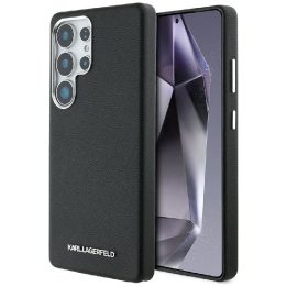 Karl Lagerfeld Saffiano dėklas su metaliniu logotipu, MagSafe, Samsung Galaxy S25 Ultra, juodas