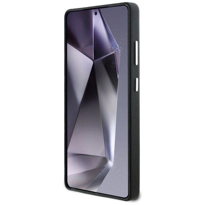 Karl Lagerfeld Saffiano dėklas su metaliniu logotipu, MagSafe, Samsung Galaxy S25 Ultra, juodas