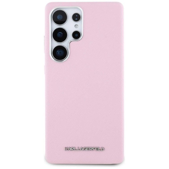 Karl Lagerfeld rožinis Saffiano“ MagSafe dėklas Samsung Galaxy S25 Ultra