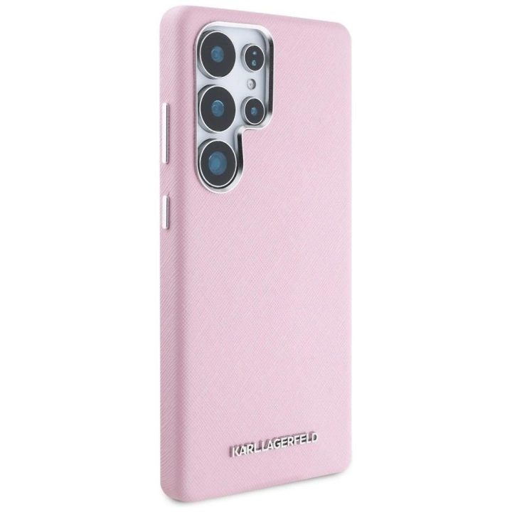 Karl Lagerfeld rožinis Saffiano“ MagSafe dėklas Samsung Galaxy S25 Ultra