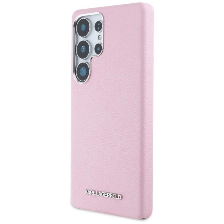 Karl Lagerfeld rožinis Saffiano“ MagSafe dėklas Samsung Galaxy S25 Ultra