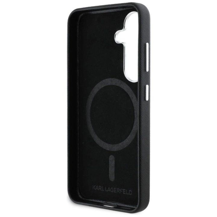 Karl Lagerfeld Saffiano dėklas su MagSafe Samsung Galaxy S25+ – juodas