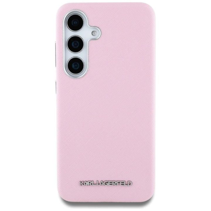 Karl Lagerfeld rožinis Saffiano MagSafe dėklas Samsung Galaxy S25+