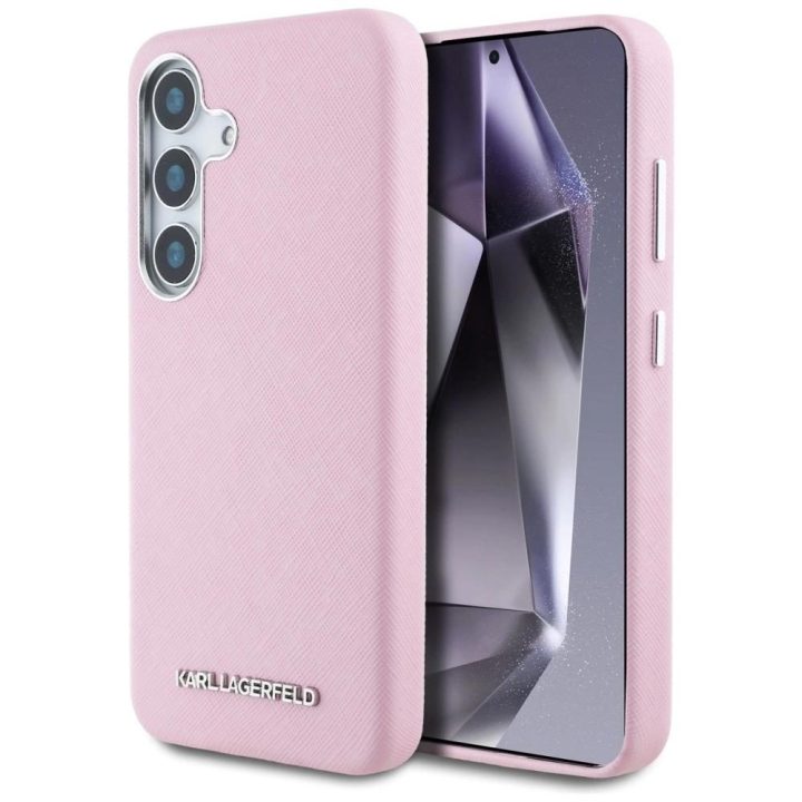 Karl Lagerfeld rožinis Saffiano MagSafe dėklas Samsung Galaxy S25+