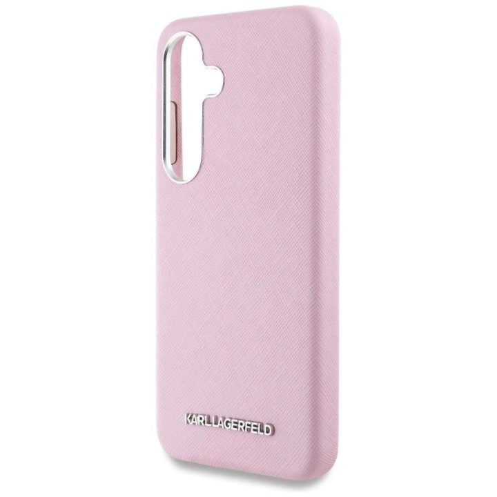 Karl Lagerfeld rožinis Saffiano MagSafe dėklas Samsung Galaxy S25+