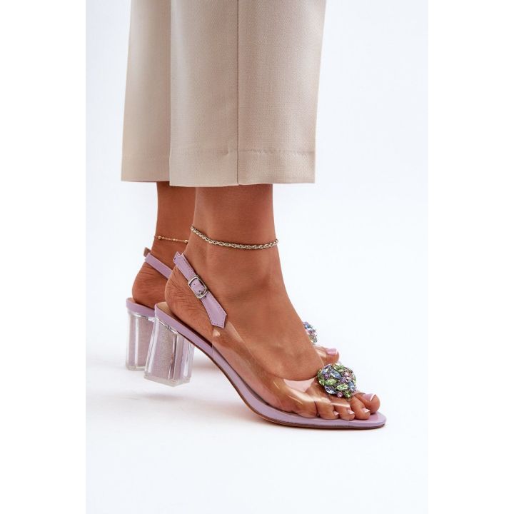 Skaidrūs sandalai su ornamentu Violetinė D&A MR38-454