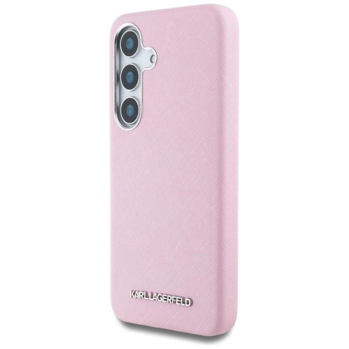 Karl Lagerfeld rožinis Saffiano MagSafe dėklas Samsung Galaxy S25+