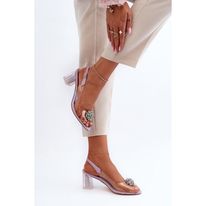 Skaidrūs sandalai su ornamentu Violetinė D&A MR38-454