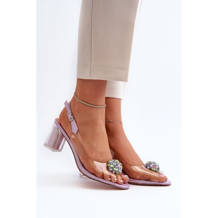 Skaidrūs sandalai su ornamentu Violetinė D&A MR38-454
