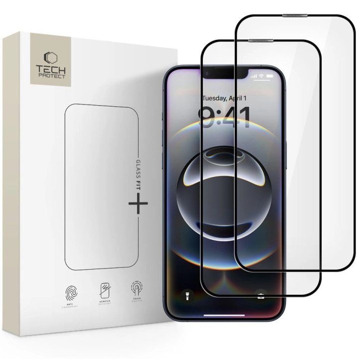 Grūdintas stiklas iPhone 16e / 14 / 13 Pro / 13 – juodas