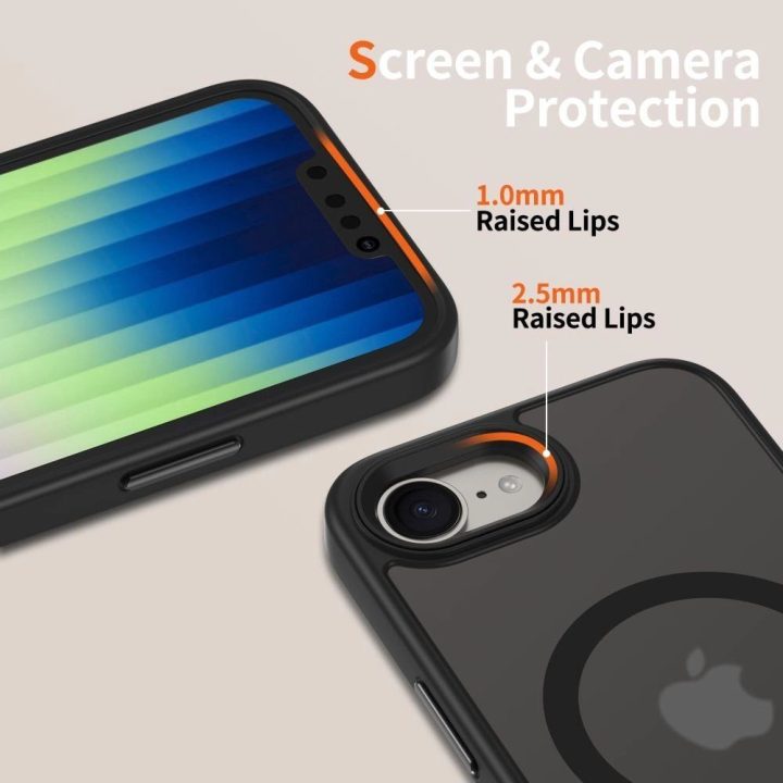 IPhone 16e dėklas – matinės juodos spalvos