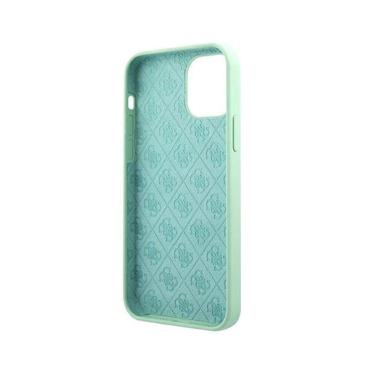 Guess metalinis telefono dėklas su logotipu iPhone 12 Pro Max (žalias)