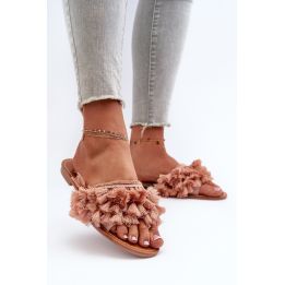 Moteriškos plokščios šlepetės su kutais Dirty Pink Rialle