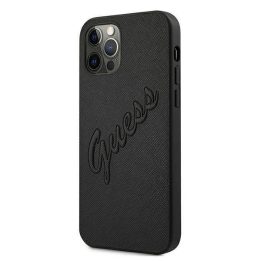 Guess Saffiano odinis dėklas iPhone 12 Pro Max (juodas)