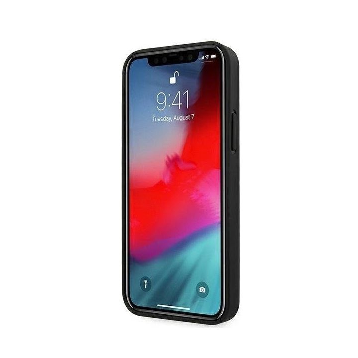 Guess Saffiano odinis dėklas iPhone 12 Pro Max (juodas)