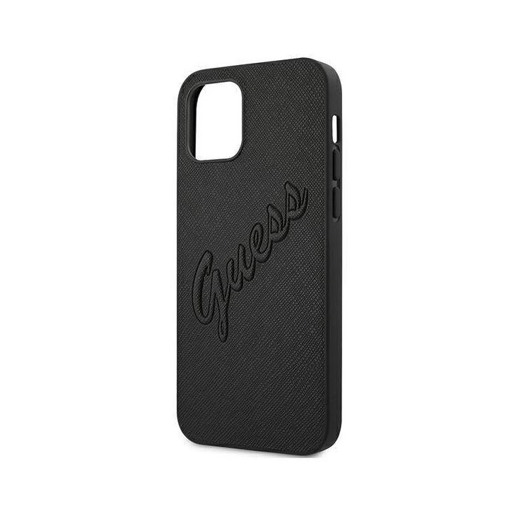 Guess Saffiano odinis dėklas iPhone 12 Pro Max (juodas)