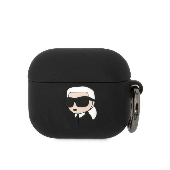 Karl Lagerfeld silikoninis 3D dėklas Karl Head“ AirPods 3, juodas