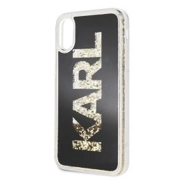 Karl Lagerfeld blizgus juodas iPhone X/Xs dėklas su logotipu