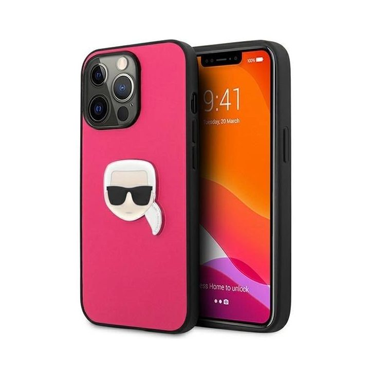 Karl Lagerfeld odinis Ikonik Karl“ dėklas iPhone 13 Pro / 13 (6.1 ) – rožinis